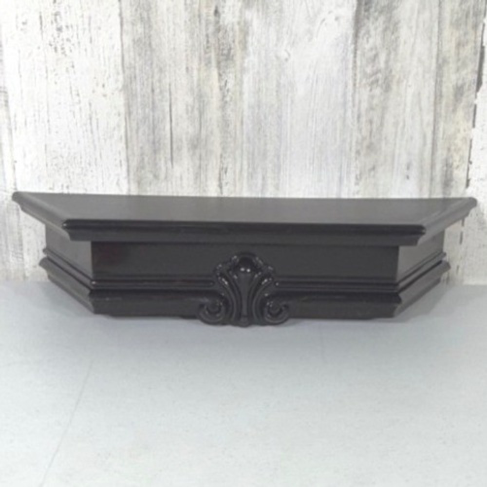 Syroco Wall Shelf Console 3073-B Black Ornate Hollywood Regency USA MCM READ